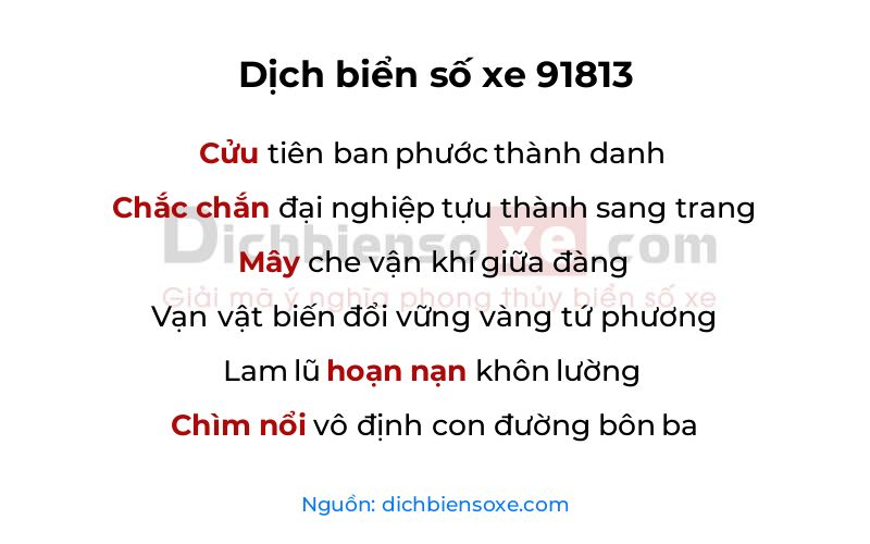 Dịch thơ biển số 91813