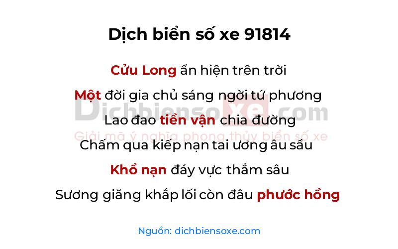 Dịch thơ biển số 91814