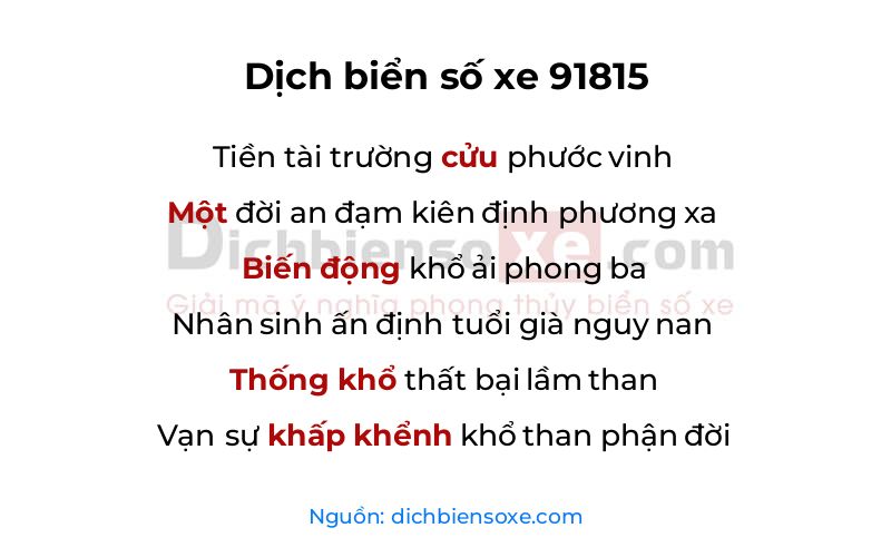 Dịch thơ biển số 91815