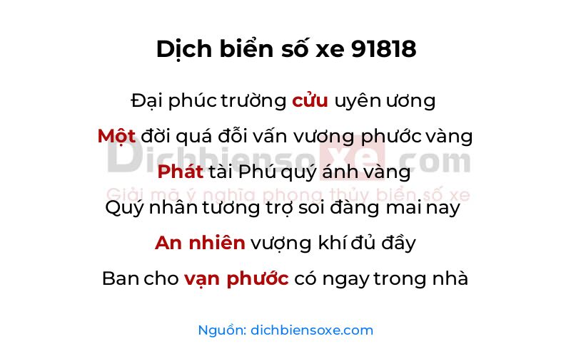 Dịch thơ biển số 91818