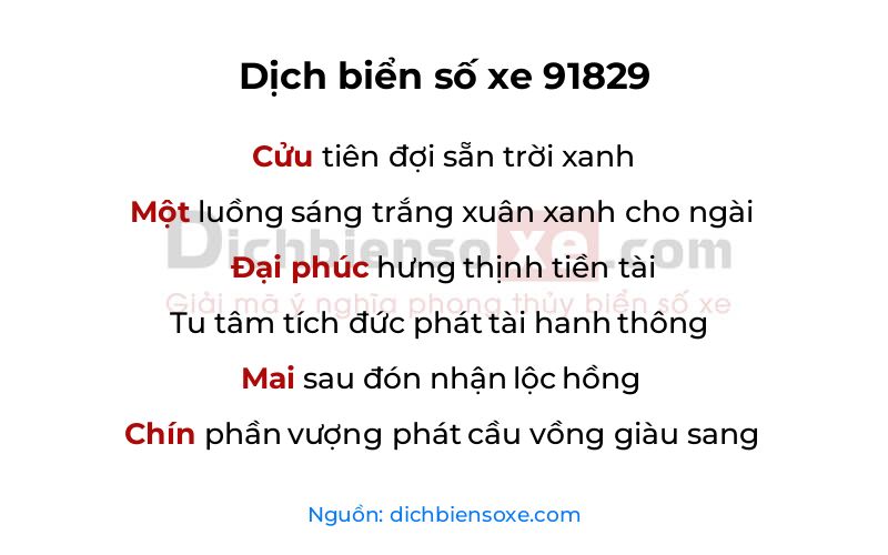 Dịch thơ biển số 91829