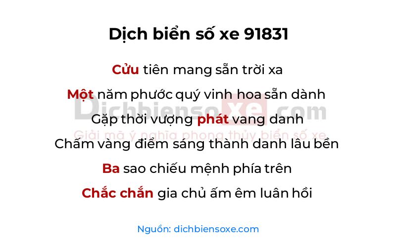 Dịch thơ biển số 91831