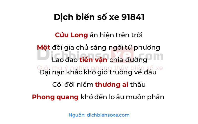 Dịch thơ biển số 91841