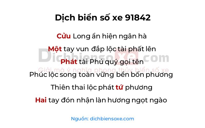 Dịch thơ biển số 91842