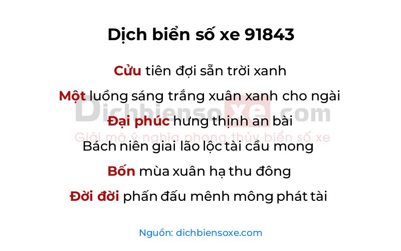 Dịch thơ biển số 91843