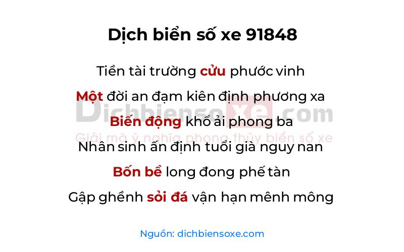 Dịch thơ biển số 91848