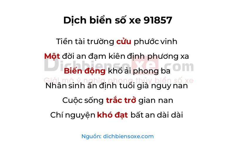 Dịch thơ biển số 91857