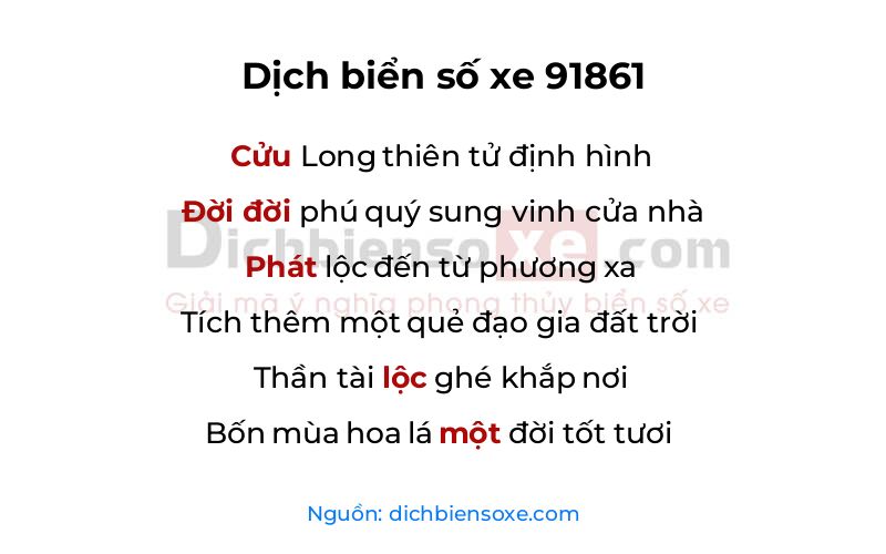 Dịch thơ biển số 91861