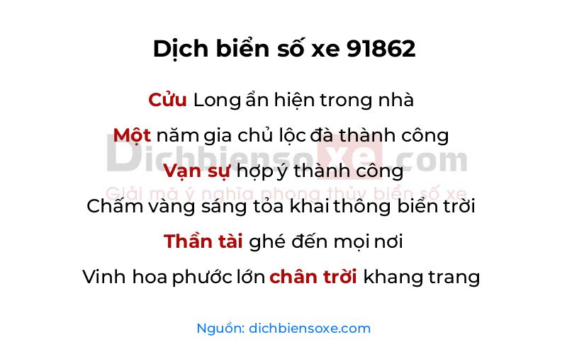 Dịch thơ biển số 91862