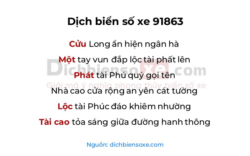 Dịch thơ biển số 91863