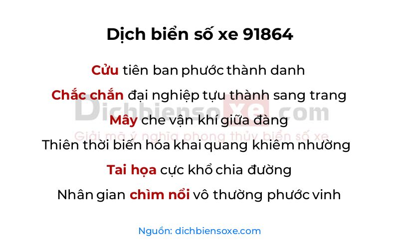 Dịch thơ biển số 91864
