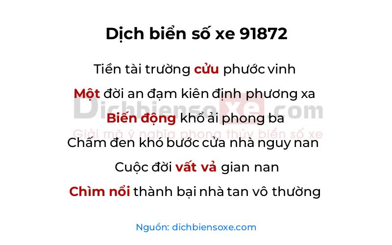 Dịch thơ biển số 91872
