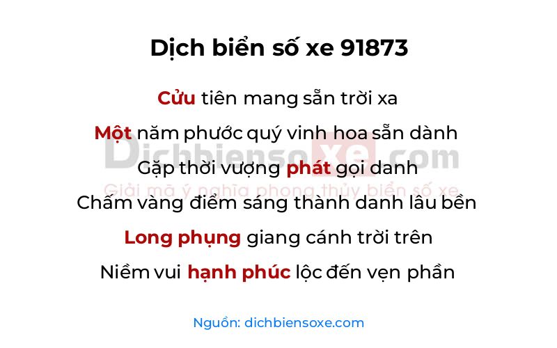 Dịch thơ biển số 91873