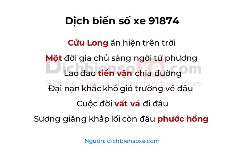 Dịch thơ biển số 91874
