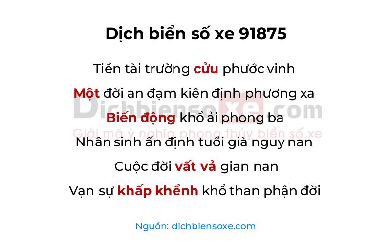 Dịch thơ biển số 91875
