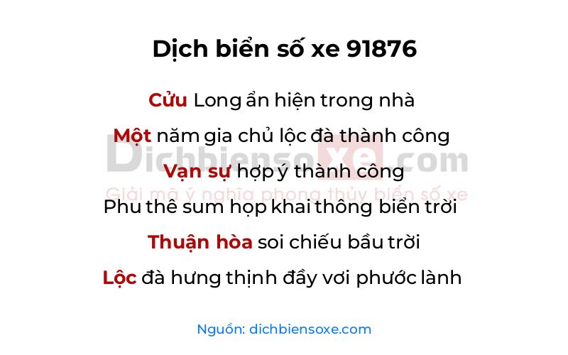 Dịch thơ biển số 91876