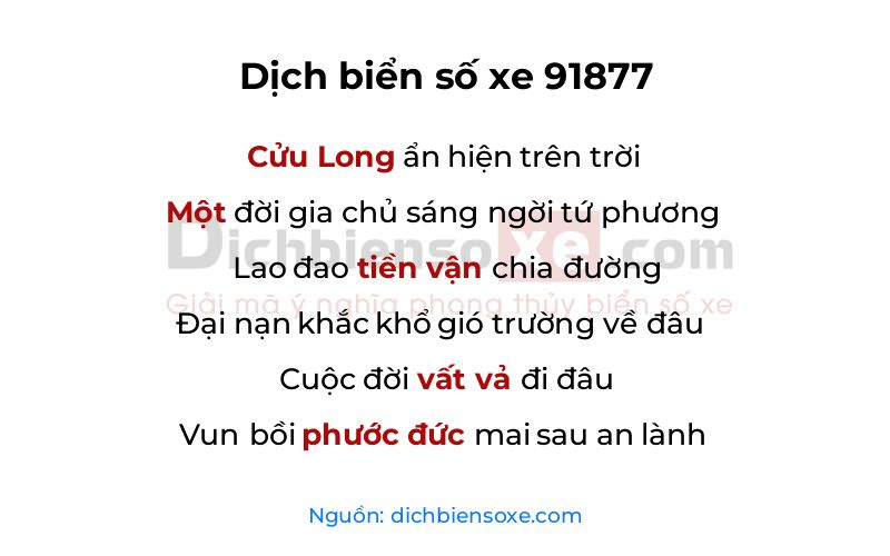 Dịch thơ biển số 91877