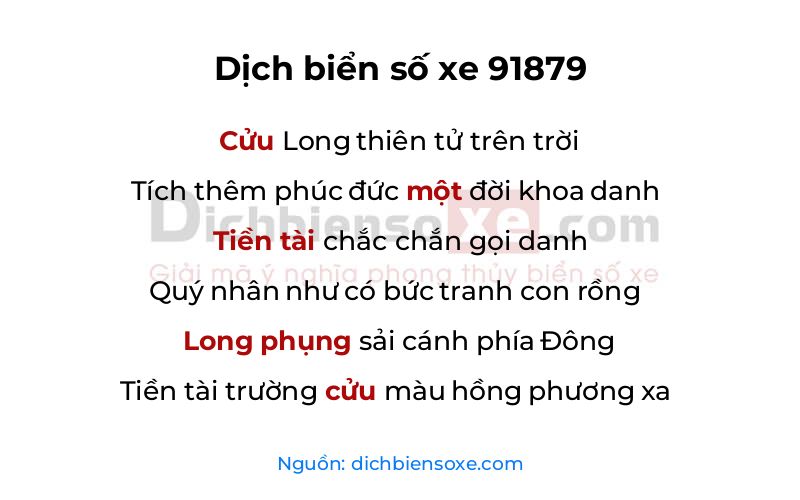 Dịch thơ biển số 91879