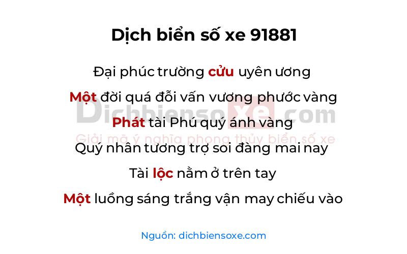 Dịch thơ biển số 91881