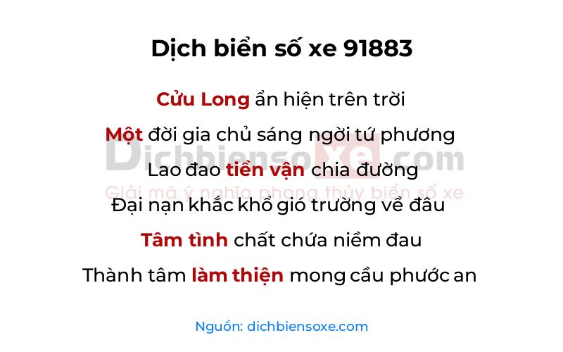 Dịch thơ biển số 91883