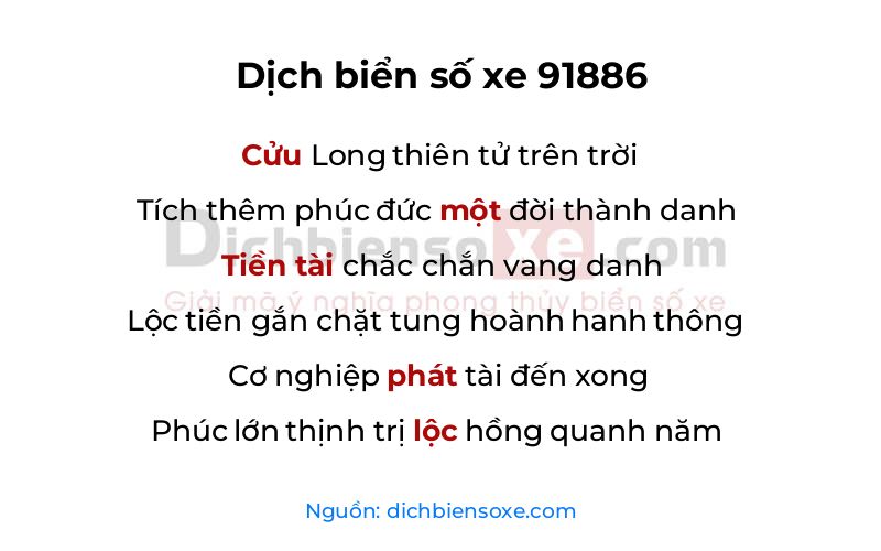 Dịch thơ biển số 91886