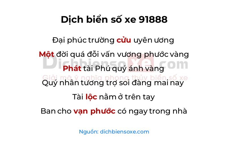 Dịch thơ biển số 91888