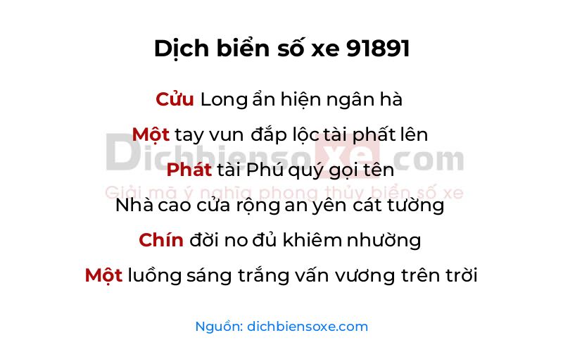 Dịch thơ biển số 91891