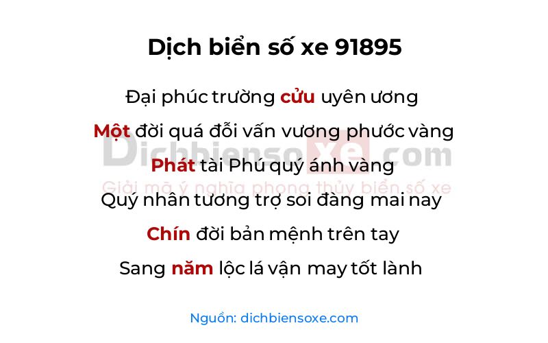 Dịch thơ biển số 91895