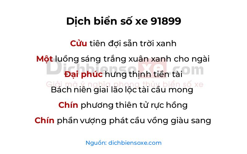 Dịch thơ biển số 91899