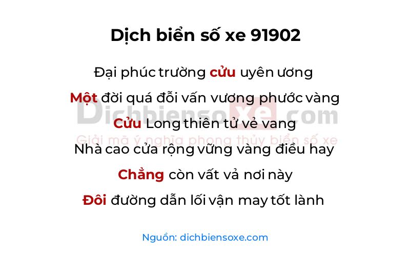 Dịch thơ biển số 91902