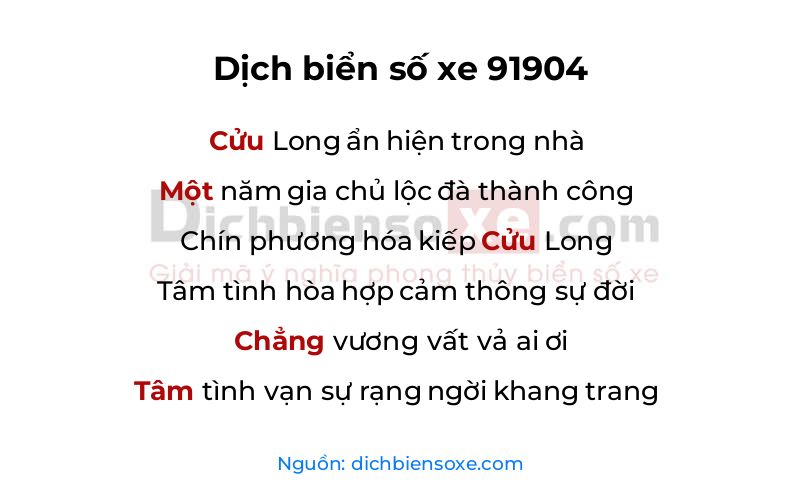 Dịch thơ biển số 91904
