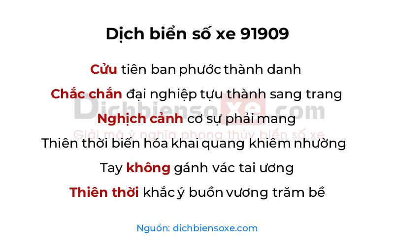 Dịch thơ biển số 91909