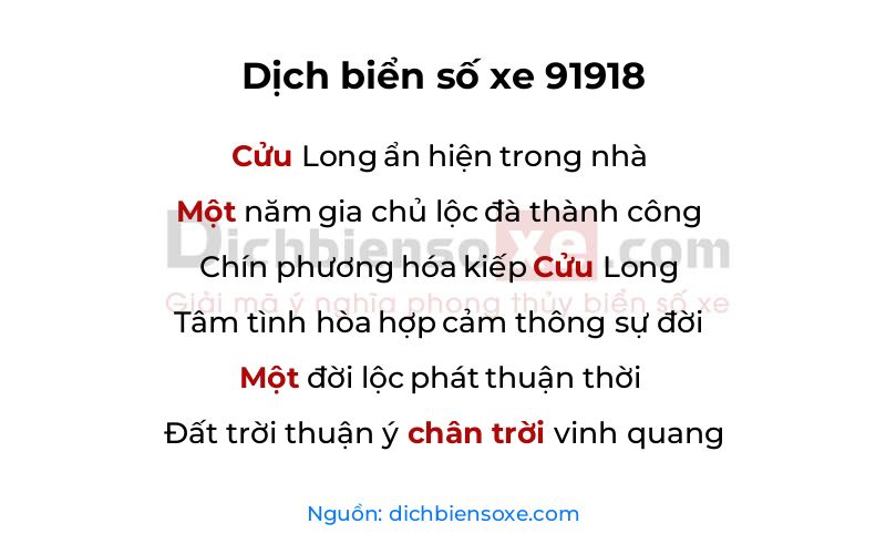 Dịch thơ biển số 91918