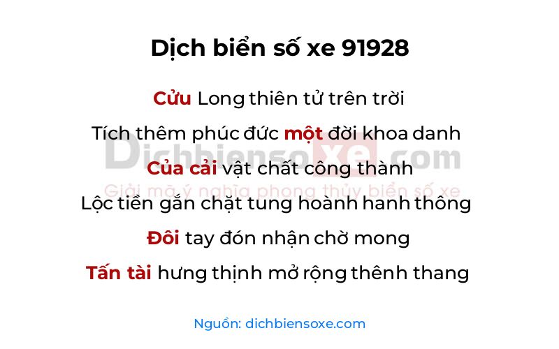 Dịch thơ biển số 91928