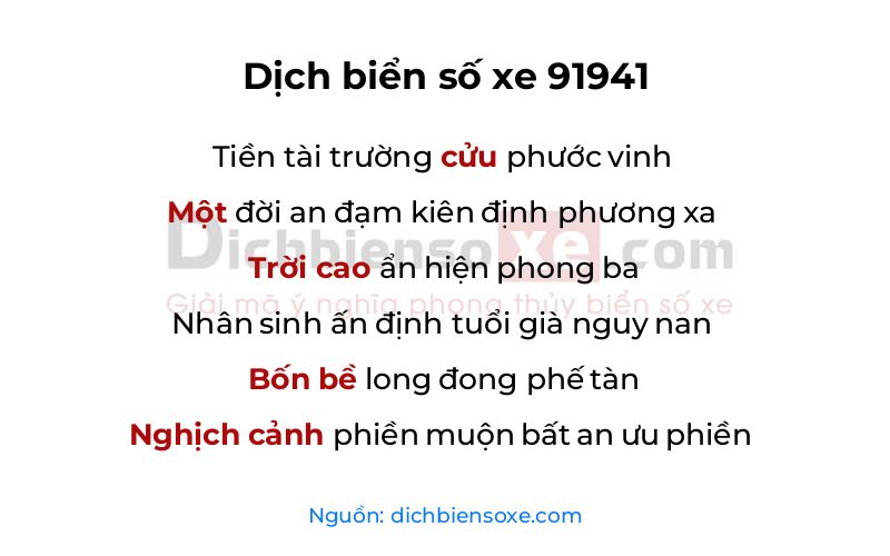 Dịch thơ biển số 91941