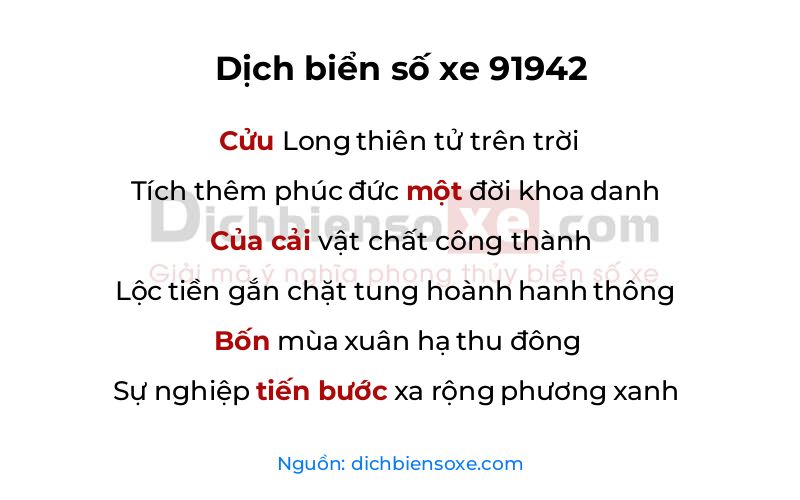 Dịch thơ biển số 91942