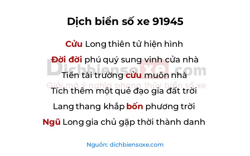 Dịch thơ biển số 91945