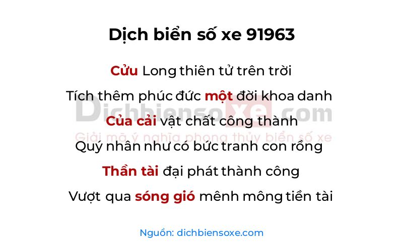 Dịch thơ biển số 91963