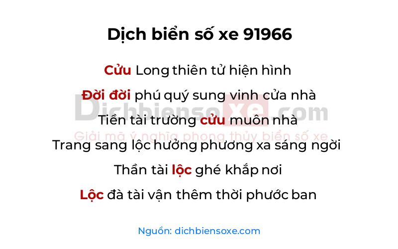 Dịch thơ biển số 91966