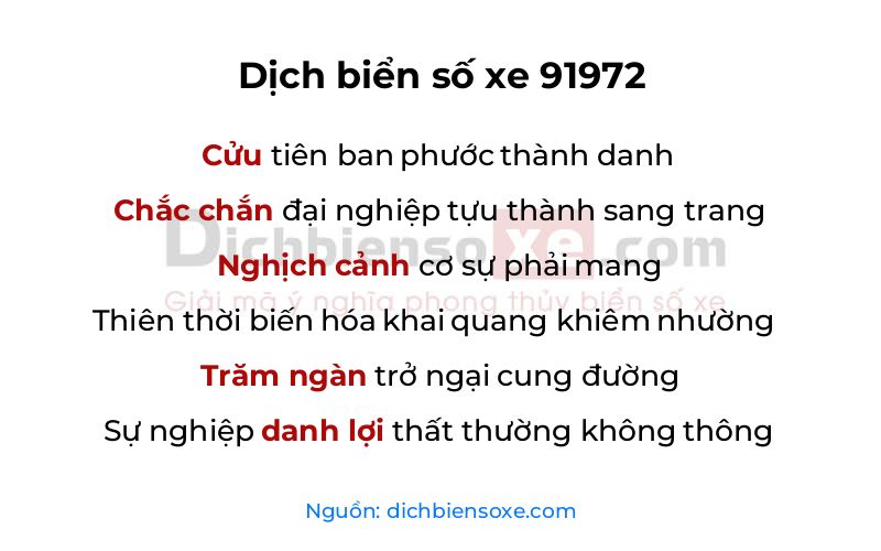 Dịch thơ biển số 91972