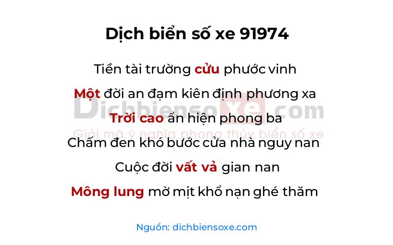 Dịch thơ biển số 91974