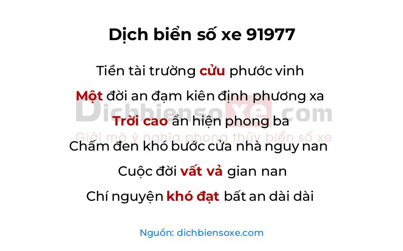 Dịch thơ biển số 91977