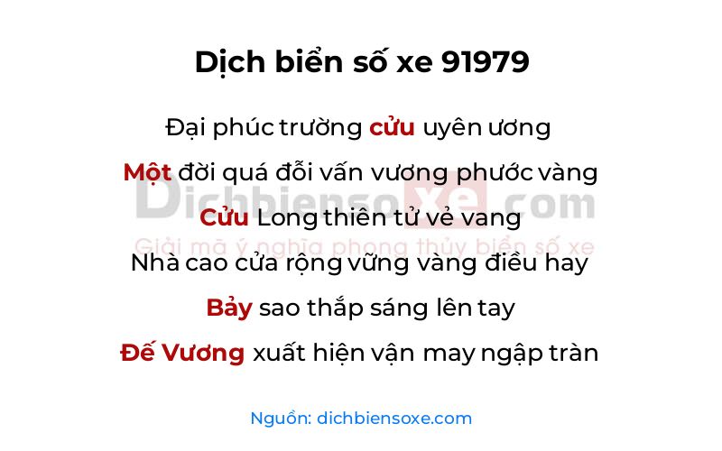 Dịch thơ biển số 91979