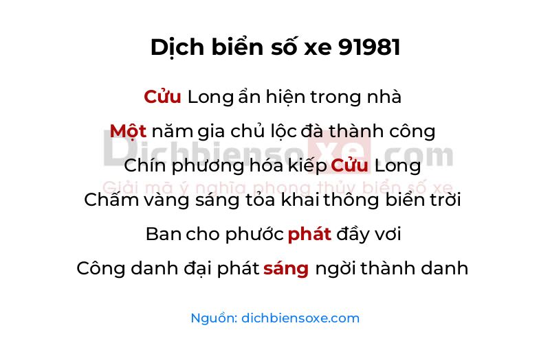 Dịch thơ biển số 91981
