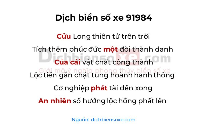 Dịch thơ biển số 91984
