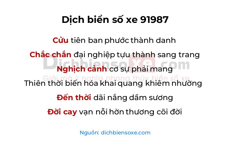Dịch thơ biển số 91987