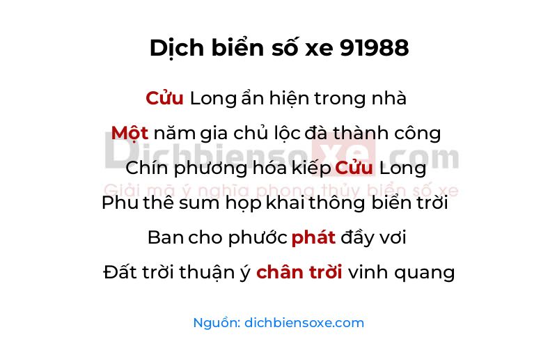 Dịch thơ biển số 91988