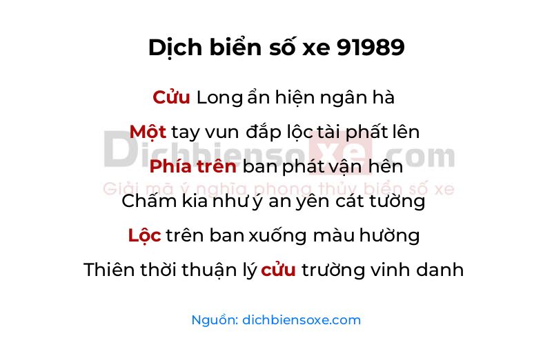 Dịch thơ biển số 91989
