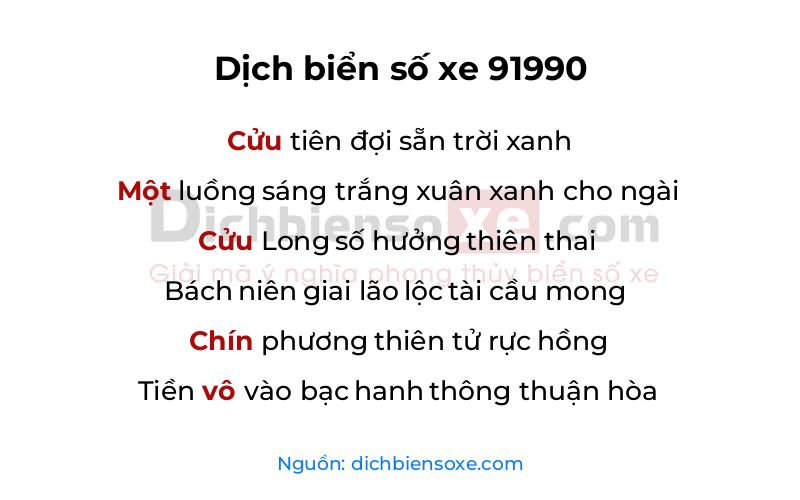 Dịch thơ biển số 91990