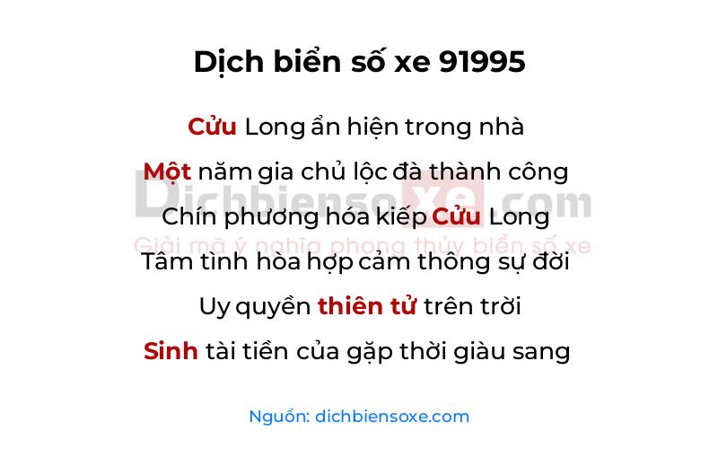 Dịch thơ biển số 91995
